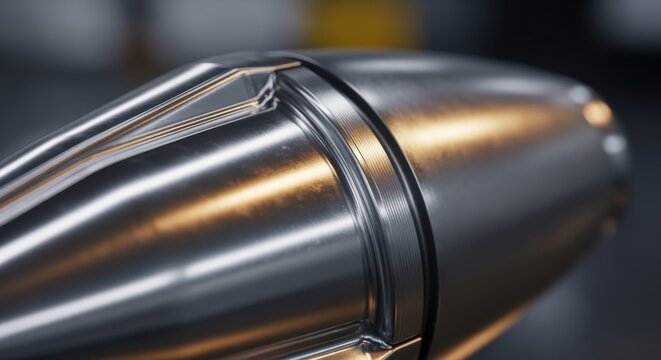 Image capturing the finished surface finish of a railgun projectile sabot after grinding and polishing processes.