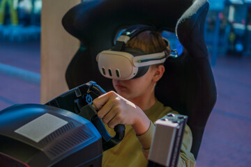 Virtual reality driving simulator cockpit experience © Lana Pietukhova