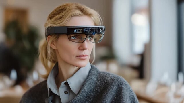 Neuromarketing lab testing consumer reactions using eye-tracking devices, biometric sensors, and AR interfaces, representing consumer behavior research, advanced neuroscience in marketing, and