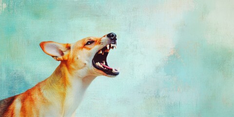 Angry Dog with Its Mouth Wide Open Fully Displayed Against a Soft and Blurred Background