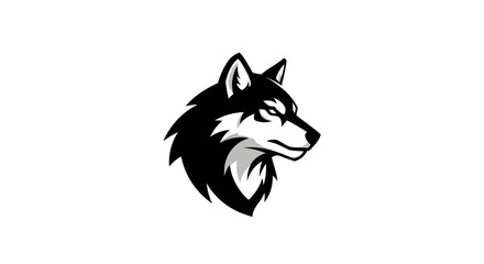 Fototapeta premium Graphic illustration of a wolf head profile in black and white design