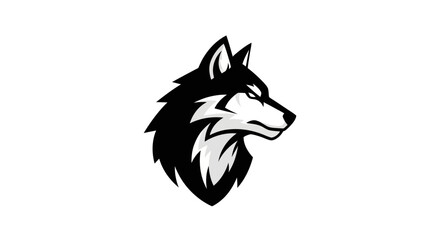Obraz premium Graphic illustration of a wolf head profile in black and white style