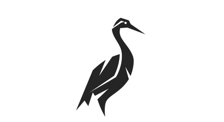 Obraz premium Minimalist black heron illustration against a white background for design