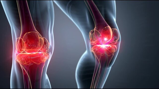 Digital visualization of knee joint inflammation and pain indication in medical imaging