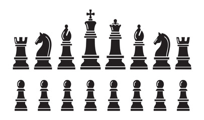 Classic Black Chess Pieces Collection for Board Games © VECTOR graphic