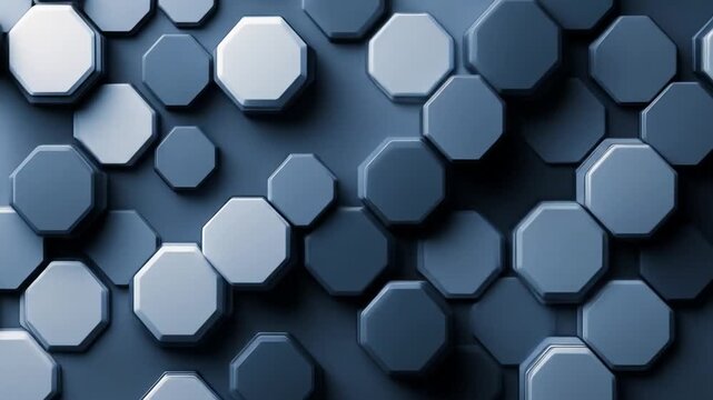 Abstract backdrop of octagons with varied shades of blue creating a dynamic texture