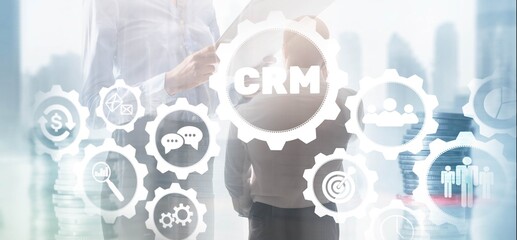 CRM Customer Relationship Management. Abstract Mixed Media background