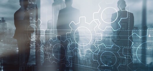 Technology Gears and industry 4.0 smart factory concept