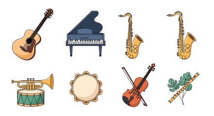 Collection of musical instruments illustrations for design and media © Darwaty