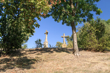 TIHANY, HUNGARY. Calvary monument near the Benedictine Tihany Abbey.