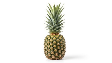 Fototapeta premium Fresh pineapple with leaves on isolated white background for fruit art and design