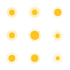 Diverse Sun Icons Collection for Weather and Summer Themes