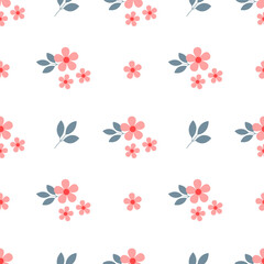 Fototapeta premium Seamless pattern with flowers on a white background. Bed linen, fabric