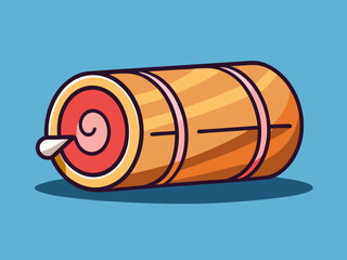 Cross-section of a ham roll. Cartoon vector illustration