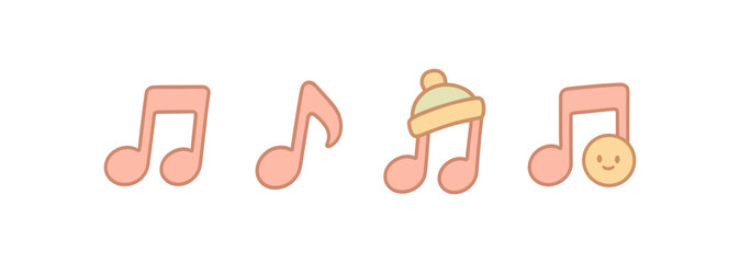 Obraz premium Cute musical notes with playful faces and accessories