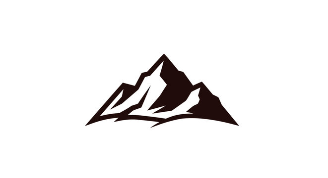 Monochrome mountain peaks logo design for outdoor adventure and exploration