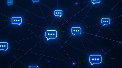 A digital network showcasing interconnected chat bubbles symbolizing communication and data exchange in modern technology. - Powered by Adobe