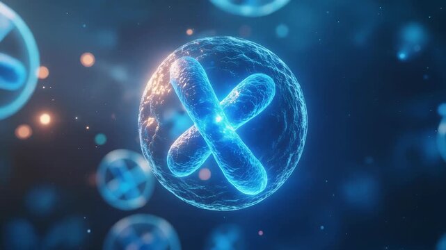 Vivid Blue Microscopic Cells and DNA Visuals.
