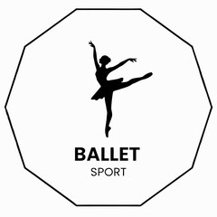Ballet Sport Silhouette: An elegant ballet dancer is gracefully captured in mid-motion, epitomizing the harmony, precision, and artistry of ballet in a striking, monochromatic silhouette.