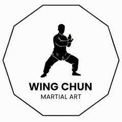 Wing Chun Martial Art Icon: A minimalist icon presents the elegance of Wing Chun, where a martial artist in a poised stance and the essence of this traditional discipline.