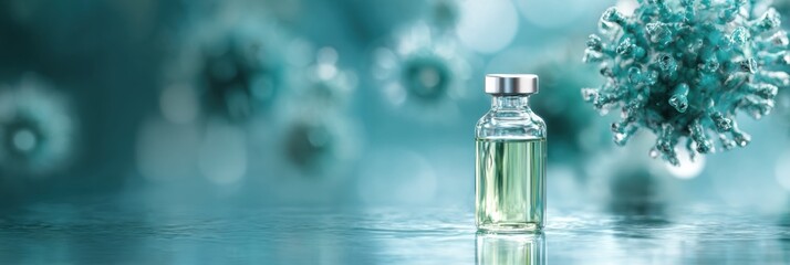 Vaccine and Pharmacy Promotional Setting Featuring a Sterile Background and a Clear Space for Messaging