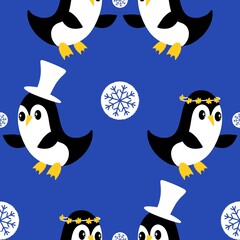 Christmas animals seamless penguin pattern for wrapping paper and fabrics and kids print