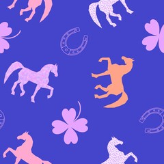 Christmas animals seamless horse pattern for wrapping paper and fabrics and party and kids print