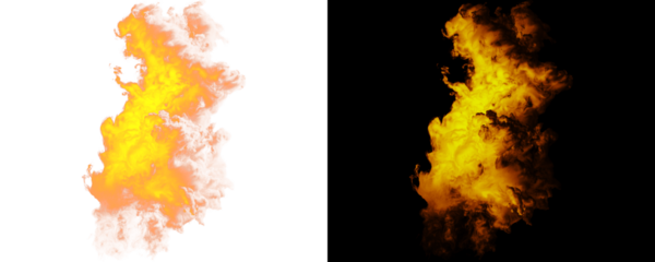 Realistic Volumetric Fire Plume Featuring Smooth Soft Edges, Natural Shadow Gradation, And Deep Texture Detail, Ideal For Cinematic Overlay And VFX Design Isolated On A Transparent Or White Background