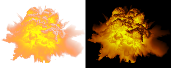 Explosion Fire Puff With Shading And Natural Light Diffusion Featuring Volumetric Density And Smooth Soft Edges, Ideal For Cinematic Visual Effects, Isolated On A Transparent Or White Background