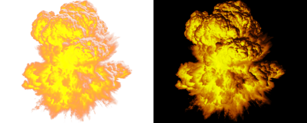 Cinematic Fire Explosion Cloud With Thick Dense Volume, Detailed Fire Gradient, And High Detail Texture, Ideal For Professional Overlay, Isolated On A Transparent Or White Background
