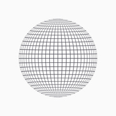Globe sphere line wireframe vector icon. World earth globe line grid illustration