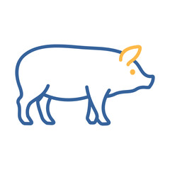 Domestic Pig Side View Flat Line