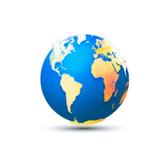 Earth globe polygonal world map icon. Ocean sphere global geography design isolated modern globe map