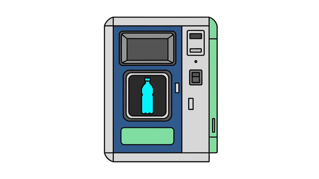 Bright vending machine flat design with water bottle icon on screen