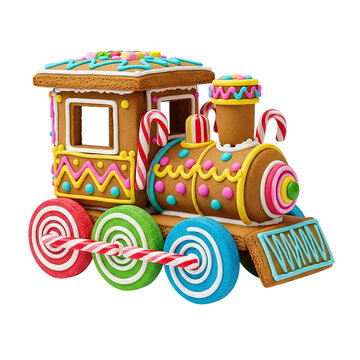 Festive Gingerbread Train with Colorful Candy Accents