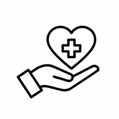 Obraz premium Hand Holding Heart With Medical Cross Icon - Health Care and Charity Symbol