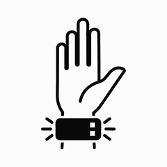 Stop gesture icon with wristband