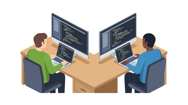 Collaborative software development in modern office workspace