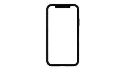Minimalistic smartphone frame with thick black borders and a blank white screen