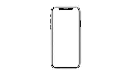 Minimalist vector smartphone frame with blank screen and simple black outline design