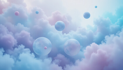 Ethereal Spheres Floating in a Dreamy Pastel Sky.