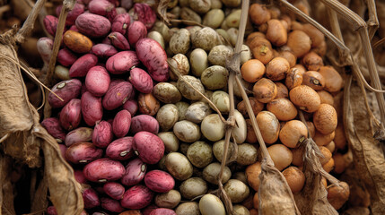 High Yield Protein Pulse Crops beans peas Growing in Agricultural Field