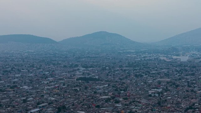 Drone flight above one of the most populated zones of the Valley of Mexico, ecatepec