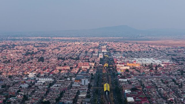 Drone flight above one of the most populated zones of the Valley of Mexico, ecatepec