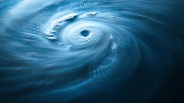 Eye of the Storm: A mesmerizing top-down view of a swirling hurricane, capturing the raw power and chaotic beauty of nature's most formidable force.
