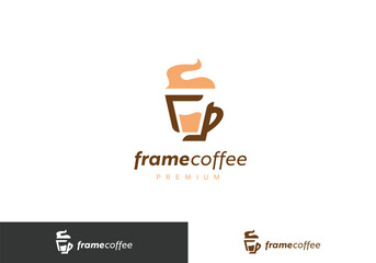 Simple frame coffee shop cafe logo vector template