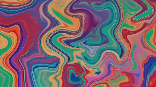 Colorful liquid marble pattern shifting slowly in fluid animation.