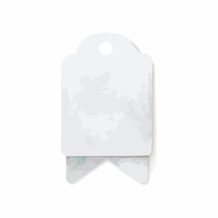 Empty white blank tag with a subtle watercolor texture and a vintage distressed look, ideal for product labeling, gift tags, or as a versatile graphic design element and banner background