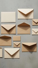 Artistic Envelope Composition Displaying Variety Sizes and Orientation