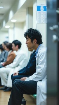 A patient and a medical professional in an office setting.